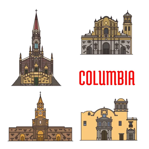 Monumentos de la arquitectura turística de Colombia — Archivo Imágenes Vectoriales