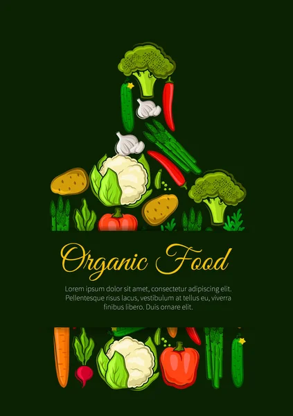 Biologische groenten eten embleem — Stockvector