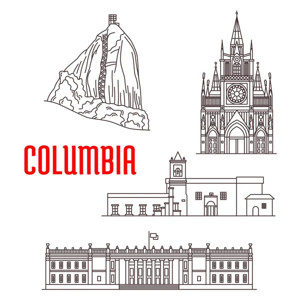 Luoghi di interesse turistico e architettura della Colombia — Vettoriale Stock