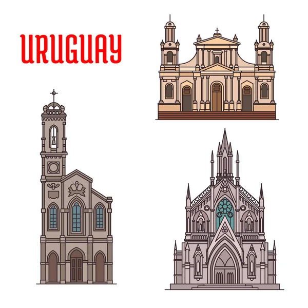Uruguay atracción turística, monumentos arquitectónicos — Vector de stock