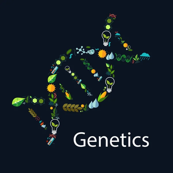 Genetik kavramsal dna şekli amblemi — Stok Vektör