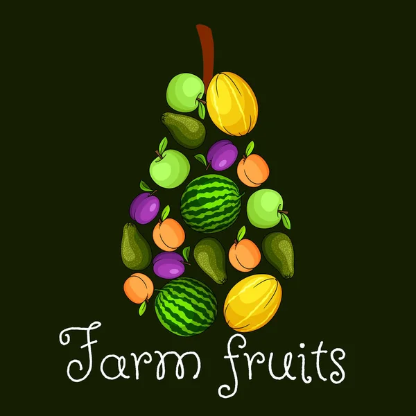 Farma ovoce ploché ikony ve tvaru hrušky znak — Stockový vektor