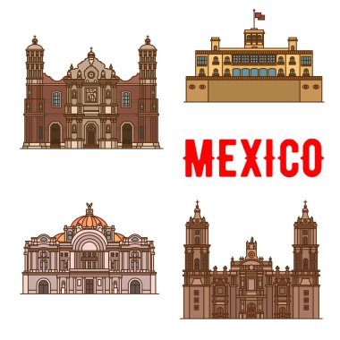 Tourist landmarks and sightseeings of Mexico clipart