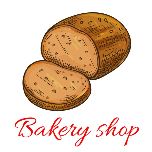 Bakery shop baked wheat and rye bread loaf icon — Stock Vector
