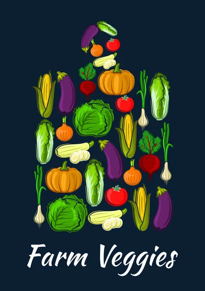 Gården grönsaker symbol för färska ekologiska grönsaker — Stock vektor
