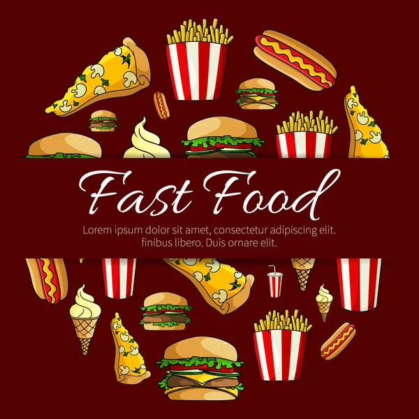 Menu de fast food design de círculo vetorial de cartão — Vetor de Stock