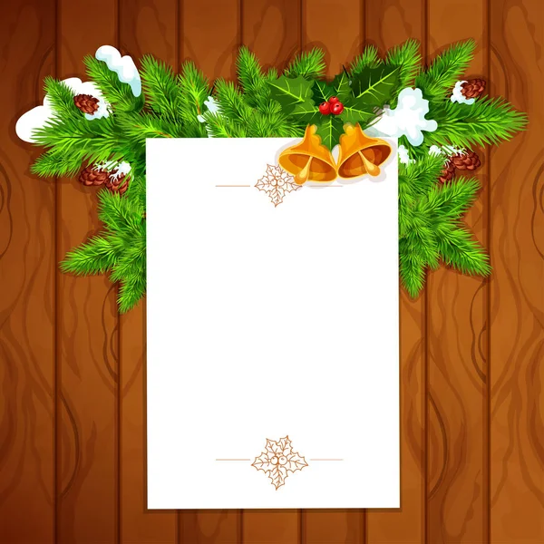 Christmas card with blank paper and holly berry — Stock Vector