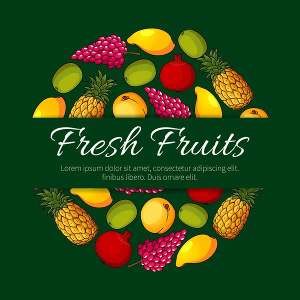 Design de cartaz de produto de frutas frescas — Vetor de Stock