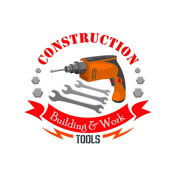 Bouw, bouwwerkzaamheden teken tools — Stockvector