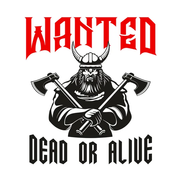 Wanted dead or alive warrior sign — Stock Vector