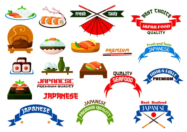 Japanische Küche Sushi-Ikonen Set — Stockvektor