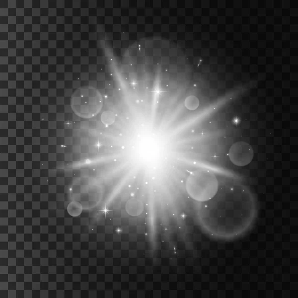 번쩍이는 조명 효과와 빛나는 별 — 스톡 벡터