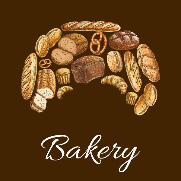 Bakery shop croissant symbol of bread icons