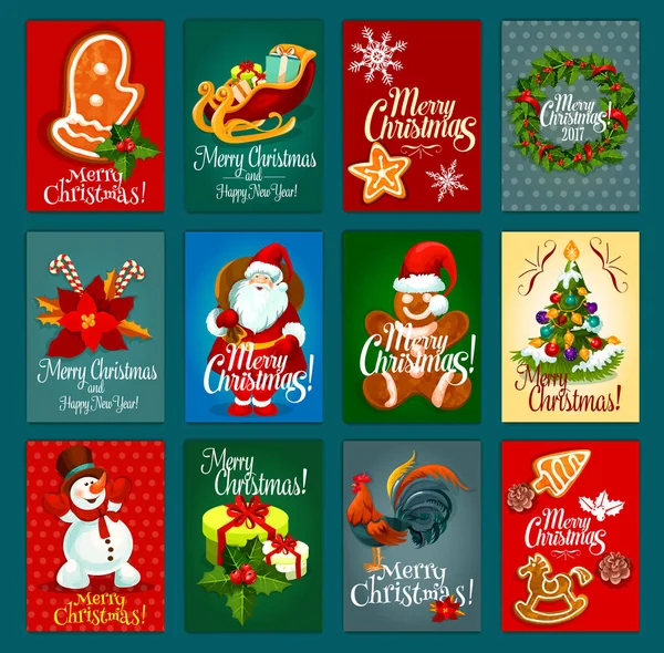 Різдво вітальну листівку набір на святковий дизайн — стоковий вектор