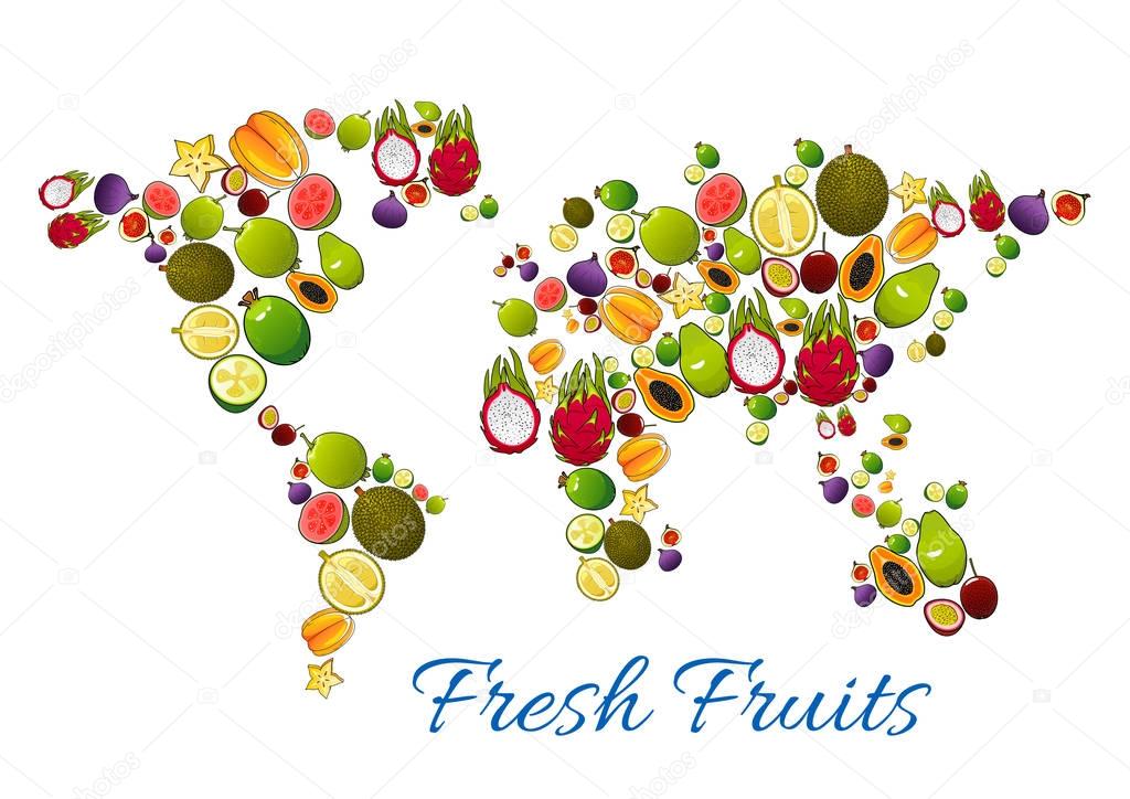 Fresh fruits in vector world map Stock Vector by ©Seamartini 130025782