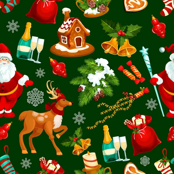 Christmas and New Year holidays seamless pattern — Stock Vector