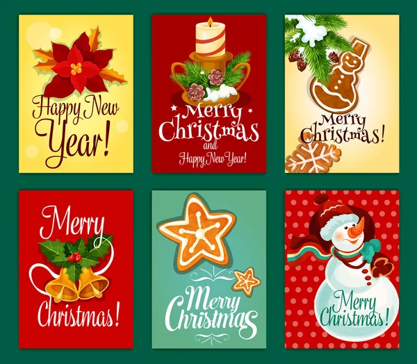 Christmas and New Year card set for holiday design — Stock Vector