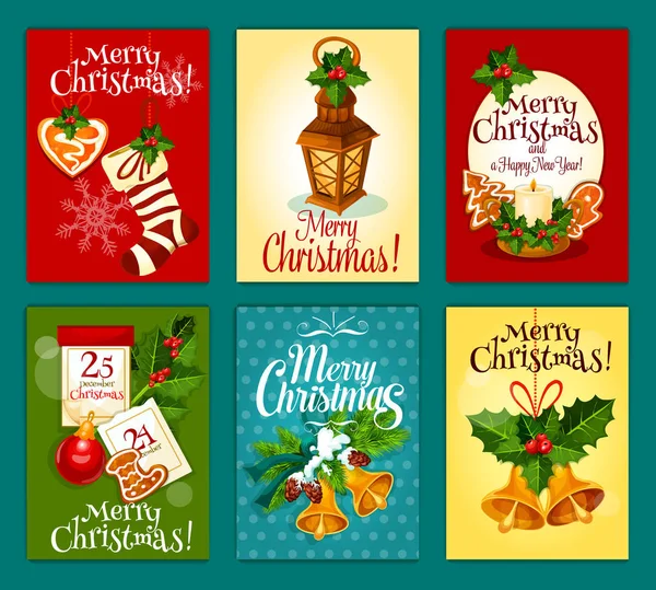 Noel kartı için yeni yıl tatil tasarım ayarla — Stok Vektör