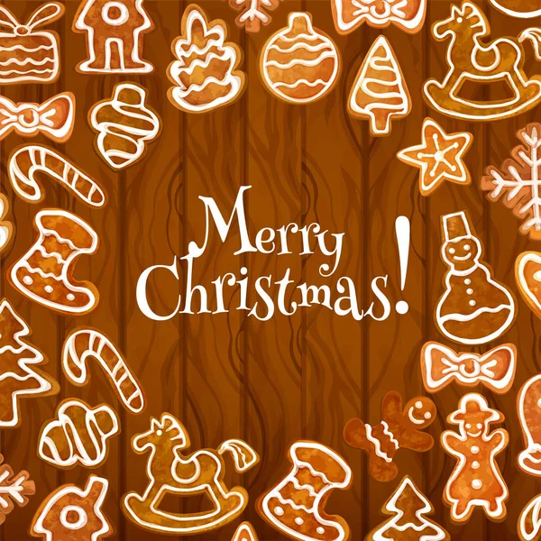 Christmas cookie poster on wooden background — Stock Vector