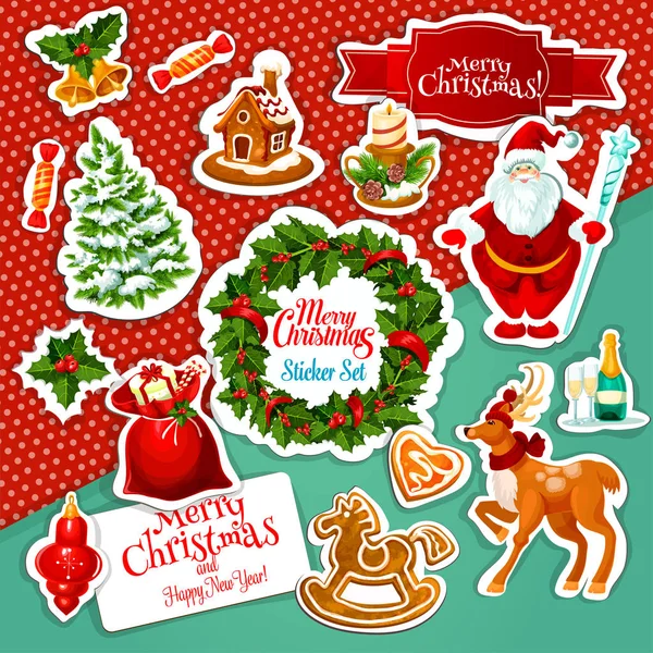 Christmas holiday sticker set for festive design — Stock Vector