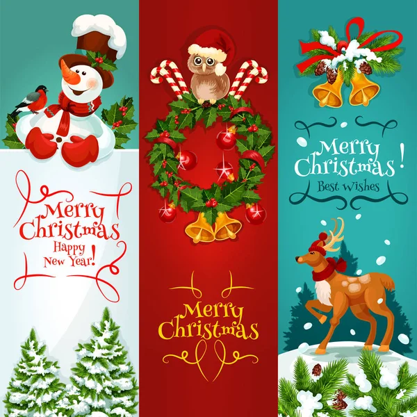 Natale e Capodanno festivo banner set — Vettoriale Stock