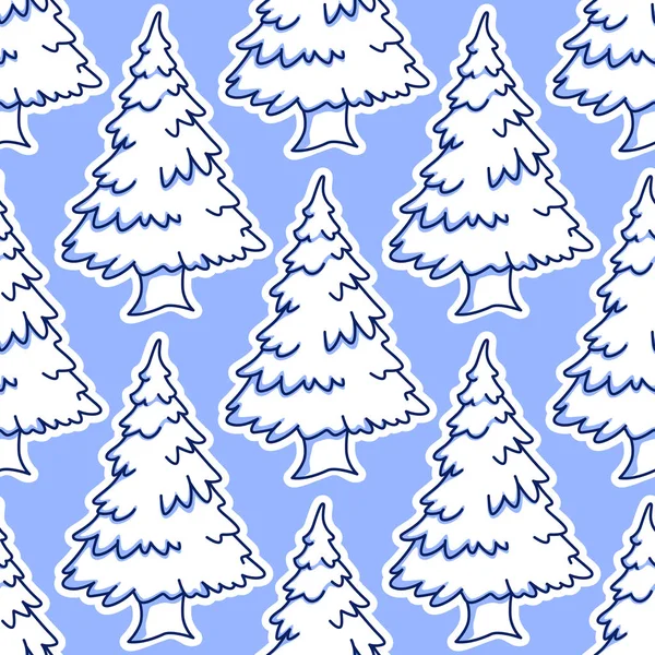 Noël pin neigeux et sapin motif sans couture — Image vectorielle