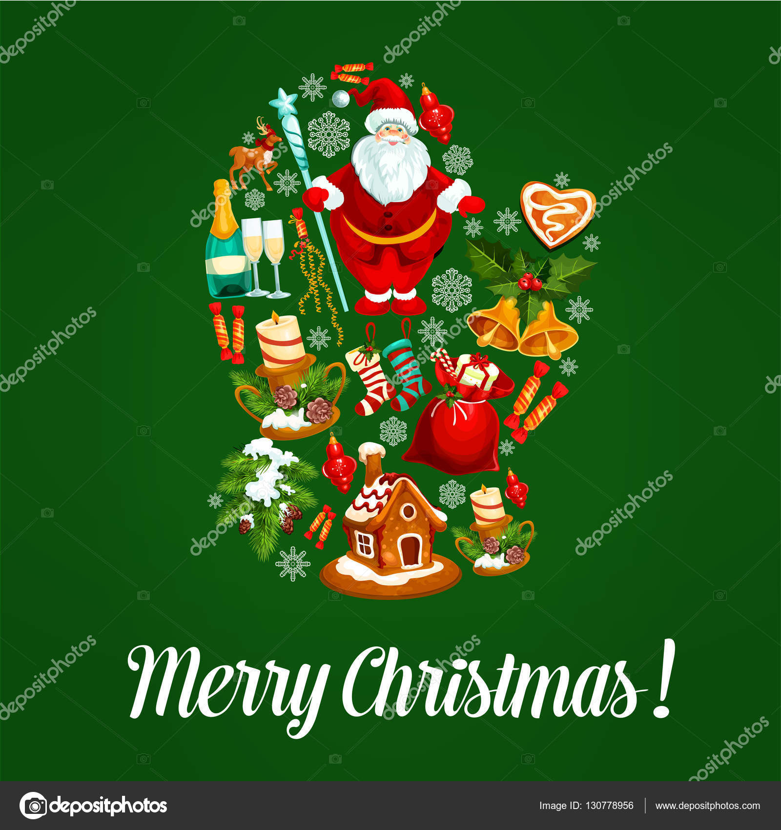Cartaz de Natal feliz de símbolos de celebração imagem vetorial de ©  Seamartini #130778956