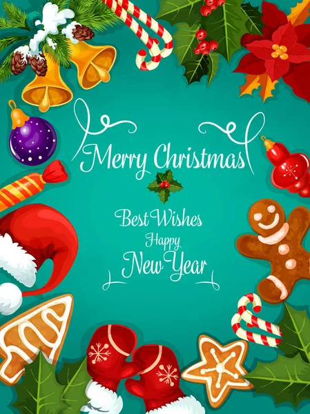 Veselé Vánoce, nový rok nejlepší přání, pozdrav — Stockový vektor