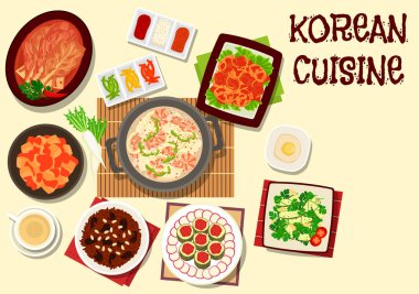 Kore mutfağı restoran menü tasarımı için simge