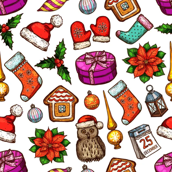Weihnachtsgeschenke nahtlose Muster Hintergrund — Stockvektor