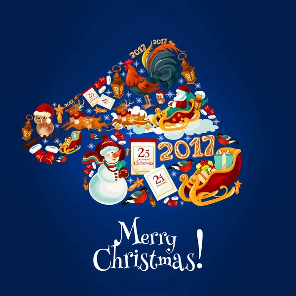 Chapeau de Père Noël composé de symboles de vacances — Image vectorielle