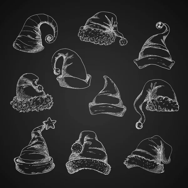 Santa Hats Vector Sketsa ikon - Stok Vektor