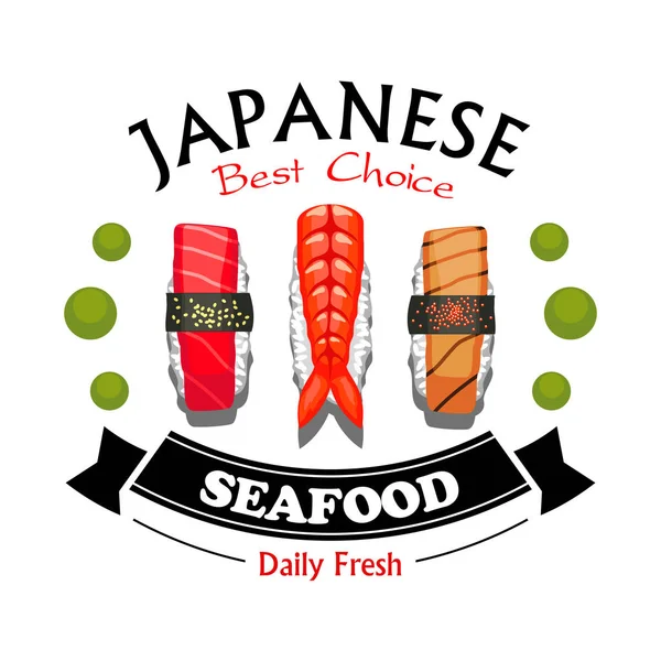 Japanese seafood restaurant and sushi bar sign — Stock Vector