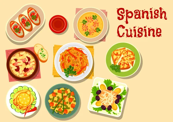 Icono del almuerzo de cocina española para el diseño de alimentos — Vector de stock