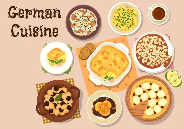 독일 요리 전통적인 저녁 식사 아이콘 — 스톡 벡터