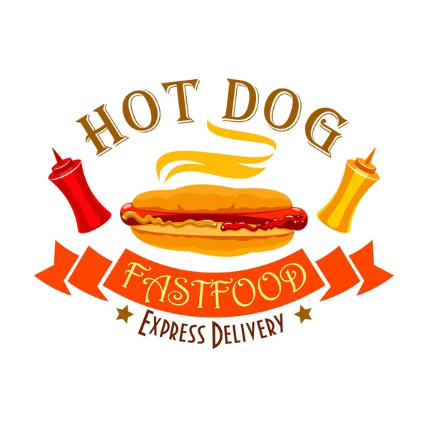 Hot dog znamení pro design dodání potravin rychlého občerstvení — Stockový vektor