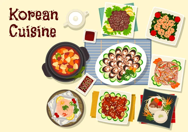 Корейської кухні традиційними барбекю страви значок — стоковий вектор