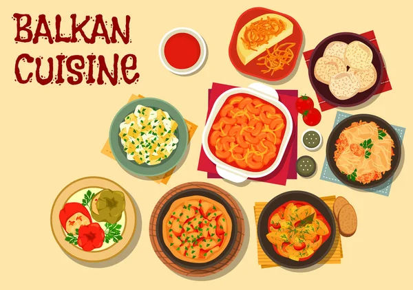 Balkan mutfağı vejeteryan yemeği simgesi — Stok Vektör
