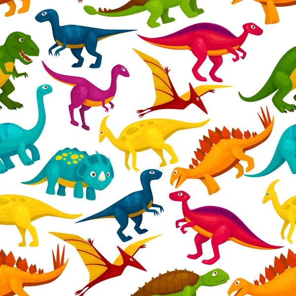 Dinosaurio, patrón sin costura monstruo animal jurásico — Vector de stock