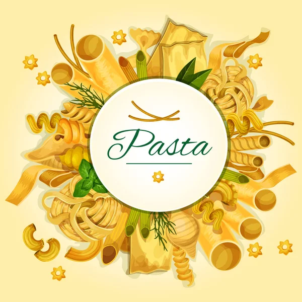 Banner italiano de pasta, espaguetis y macarrones — Archivo Imágenes Vectoriales