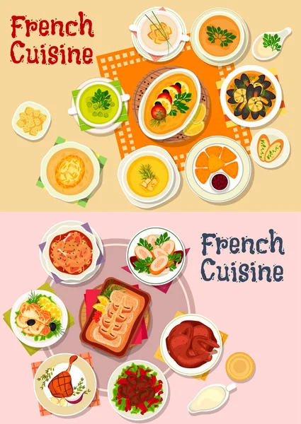 Franse keuken nationale schotel pictogram voor menu ontwerp — Stockvector