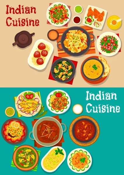 인도 요리 전통적인 저녁 식사 아이콘 — 스톡 벡터