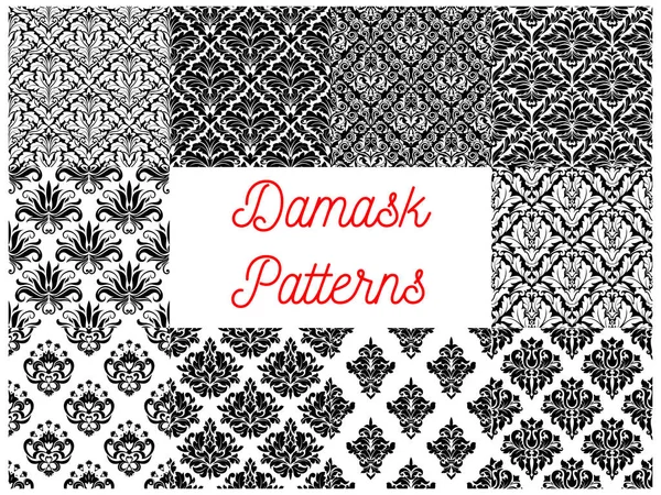 Damask seamless pattern set for wallpaper design — Stock Vector