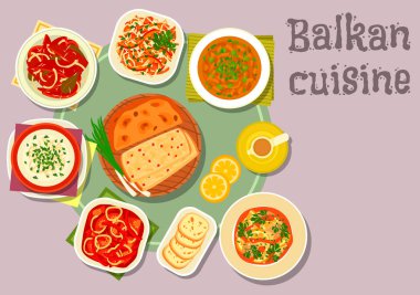 Balkan mutfağı yemekleri yemek menü tasarımı için