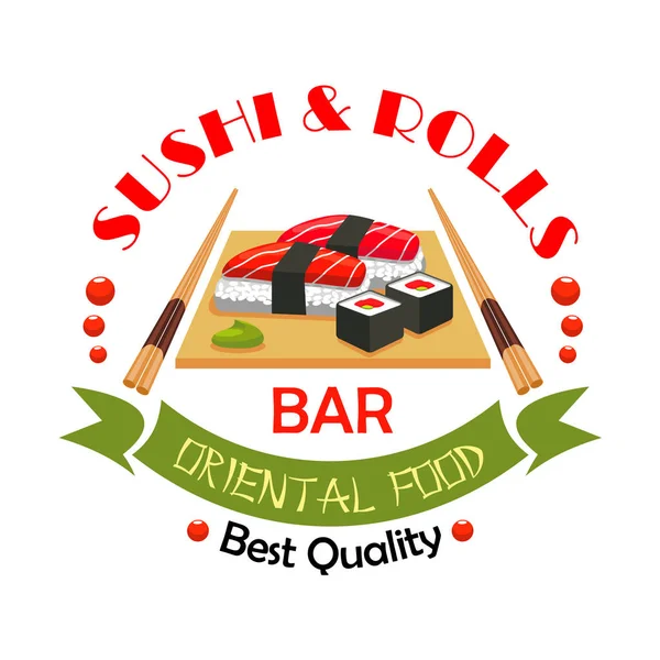 Sushi bar, comida japonesa restaurante signo de diseño — Vector de stock