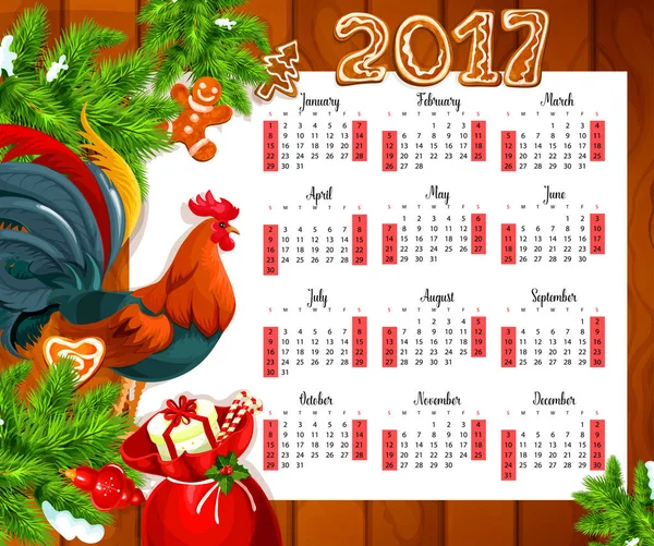 Vánoční kalendář na dřevěné pozadí — Stockový vektor