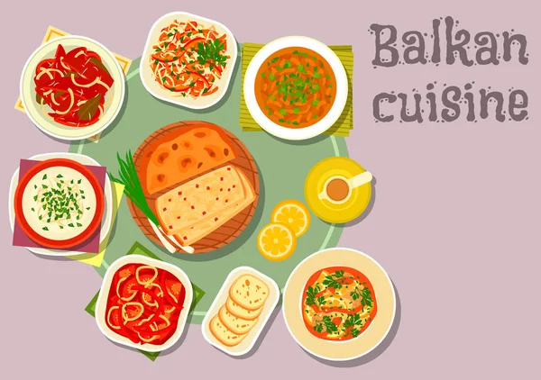 Balkan mutfağı yemekleri yemek menü tasarımı için — Stok Vektör