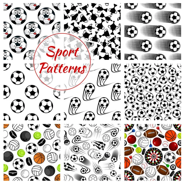 Sporting ball, items and trophy seamless pattern — Stock Vector