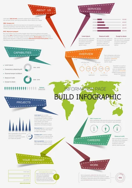 Infografiki z mapa świata dla projektowania prezentacji — Wektor stockowy