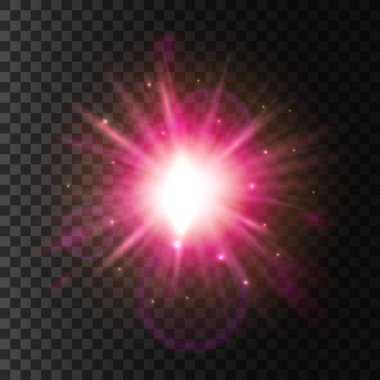 Parlayan yıldız ışık. Lens flare parlak efekti